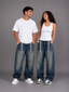 Laurent Unisex Wide-Leg Vintage Wash Denim