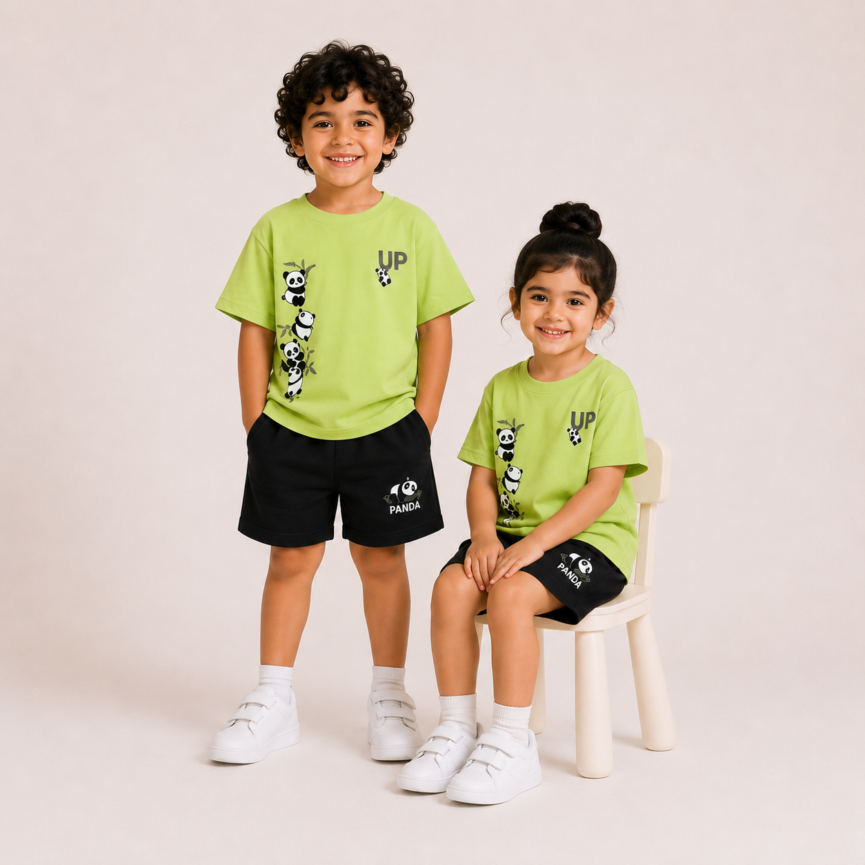 Laurent Kids' Panda Graphic T-Shirt & Shorts Set