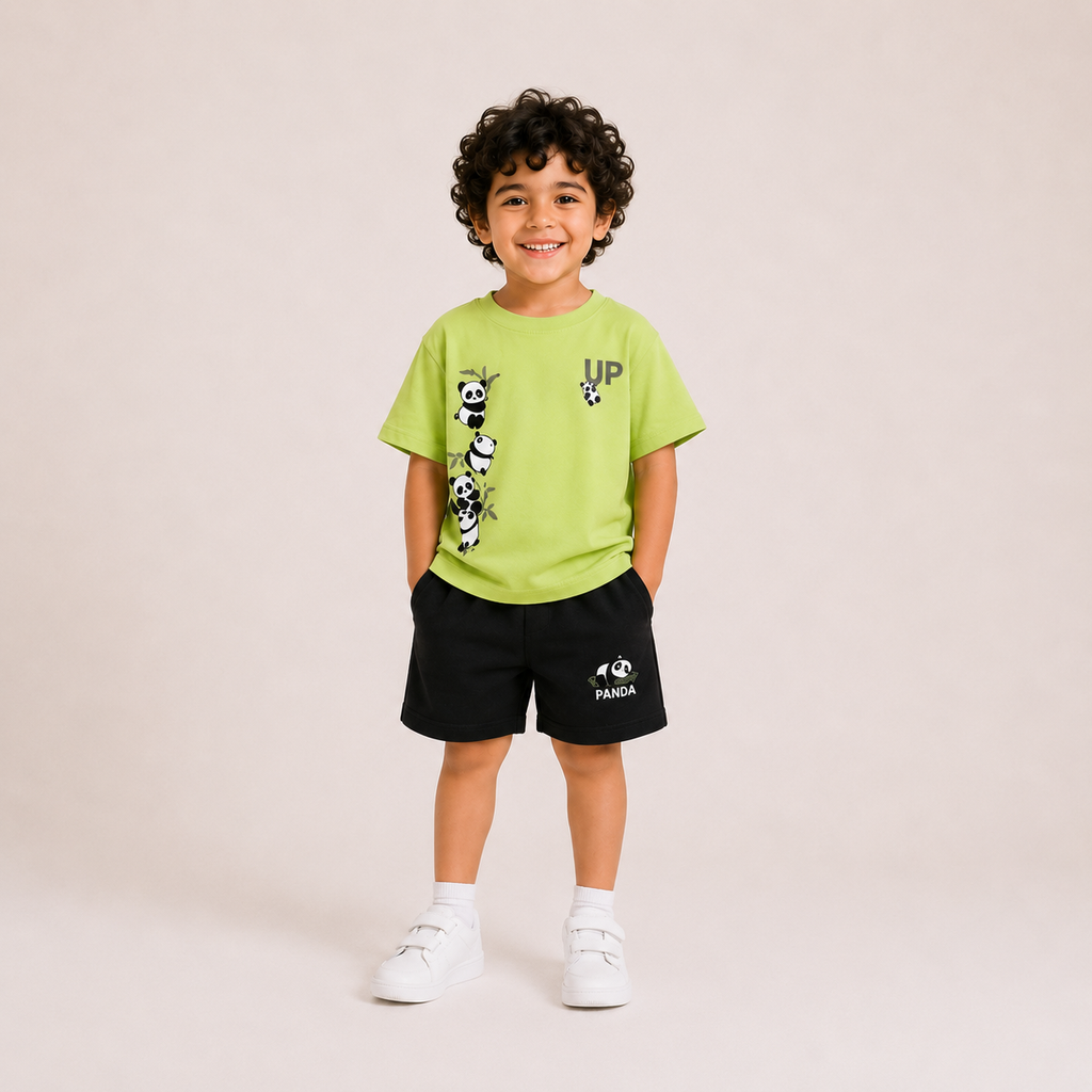 Laurent Kids' Panda Graphic T-Shirt & Shorts Set
