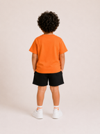 Laurent Kids' "Be Happy" Bear Graphic T-Shirt & Shorts Set