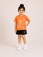 Laurent Kids' "Be Happy" Bear Graphic T-Shirt & Shorts Set