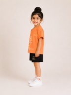 Laurent Kids' "Be Happy" Bear Graphic T-Shirt & Shorts Set