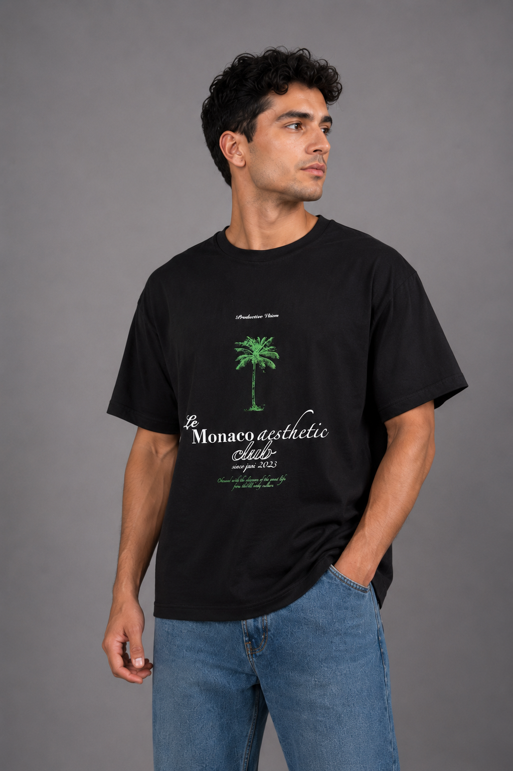 Laurent Unisex Monaco Aesthetic Club Graphic Oversized T-Shirt