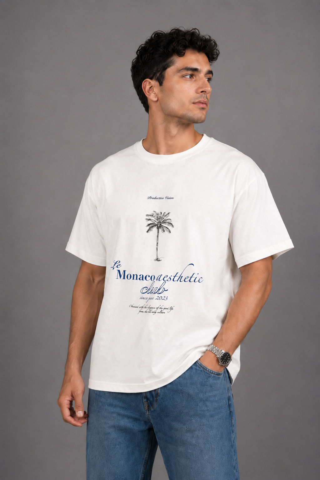 Laurent Unisex Monaco Aesthetic Club Graphic Oversized T-Shirt