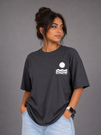 Laurent Unisex Sunset Sun & Waves Graphic Oversized T-Shirt