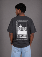 Laurent Unisex Sunset Sun & Waves Graphic Oversized T-Shirt
