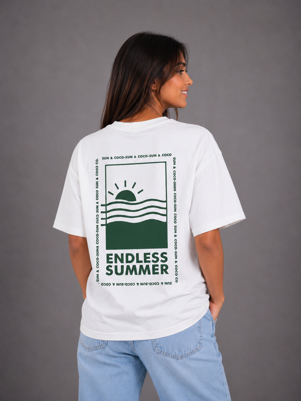 Laurent Unisex Sunset Sun & Waves Graphic Oversized T-Shirt