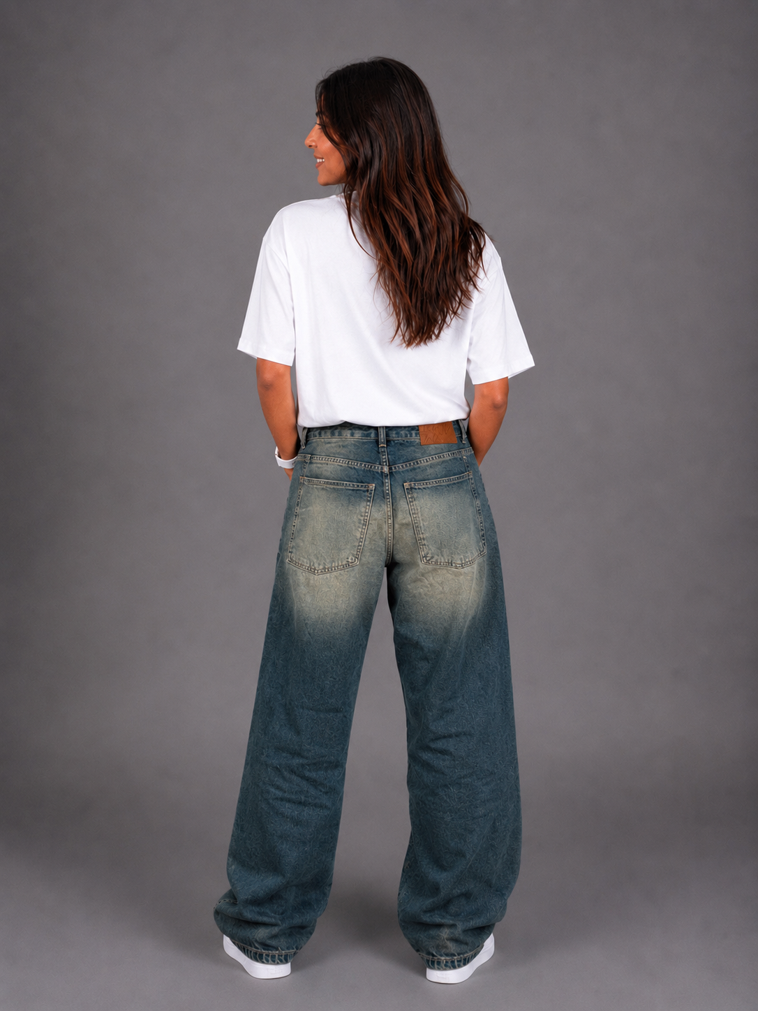 Laurent Unisex Wide-Leg Vintage Wash Denim