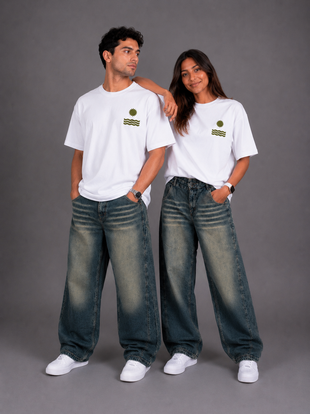 Laurent Unisex Wide-Leg Vintage Wash Denim