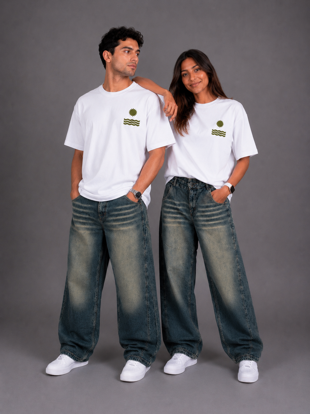 Laurent Unisex Wide-Leg Vintage Wash Denim