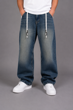 Laurent Unisex Wide-Leg Vintage Wash Denim