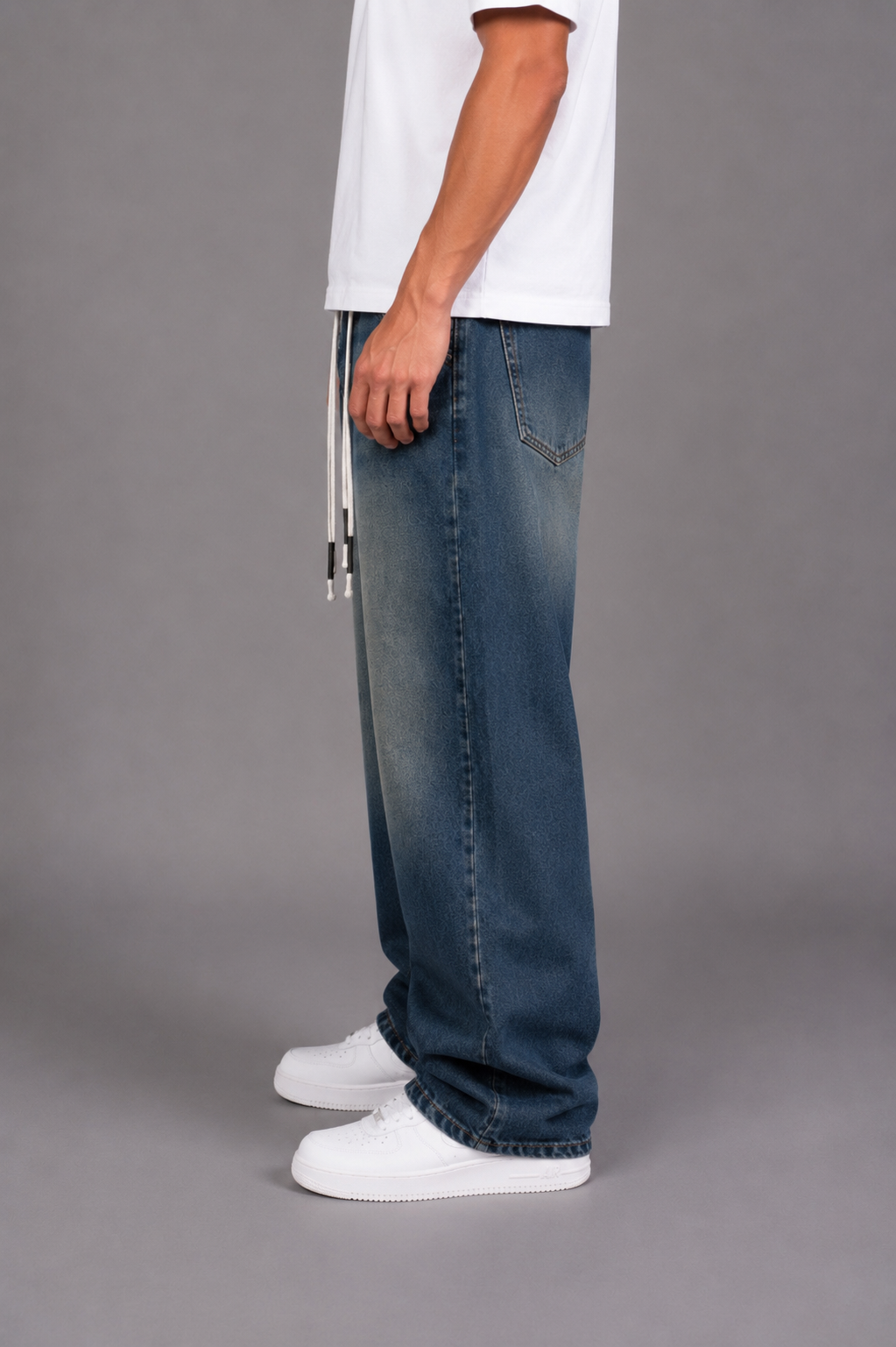 Laurent Unisex Wide-Leg Vintage Wash Denim